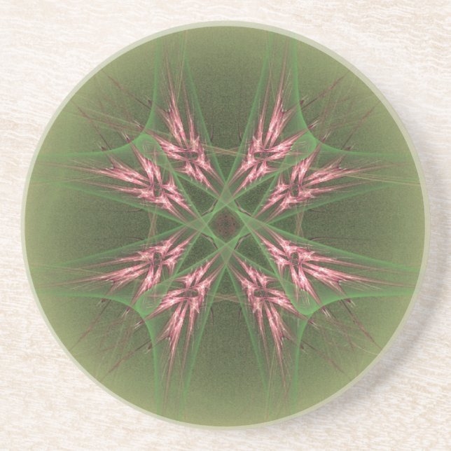 Cool Pink Crystals in Green Orb Coaster (Front)