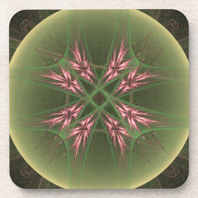 Cool Pink Crystals in Green Orb Coaster (Front)