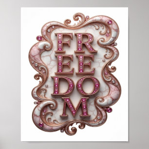 Cool Pink FREEDOM Text Design Poster