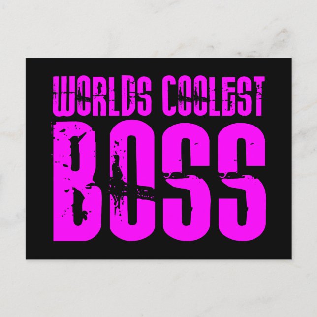 Cool Pink Gifts for Bosses : Worlds Coolest Boss Postcard (Front)