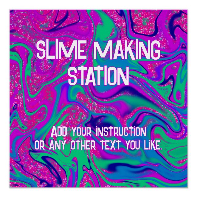 Cool Pink Groovy Girl Birthday Slime Party Custom  Poster (Front)