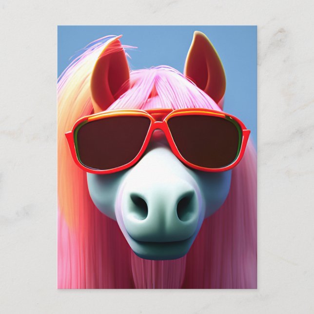 Cool Pink Horse in Sunglasses Postcard (Front)