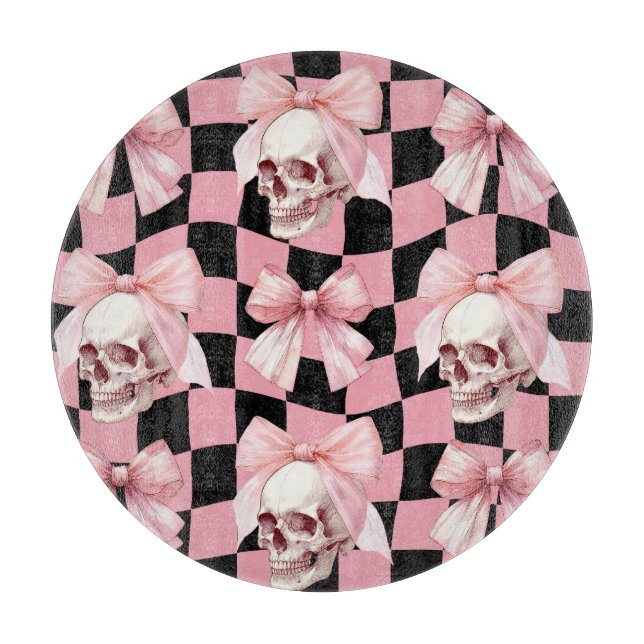 Cool Pink Kitchen Skeleton Halloween  Cutting Board (Front)