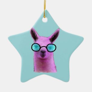 Cool Pink Llama! Ceramic Ornament