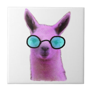Cool Pink Llama! Ceramic Tile