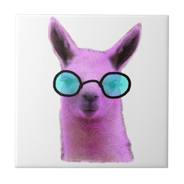Cool Pink Llama! Ceramic Tile (Front)