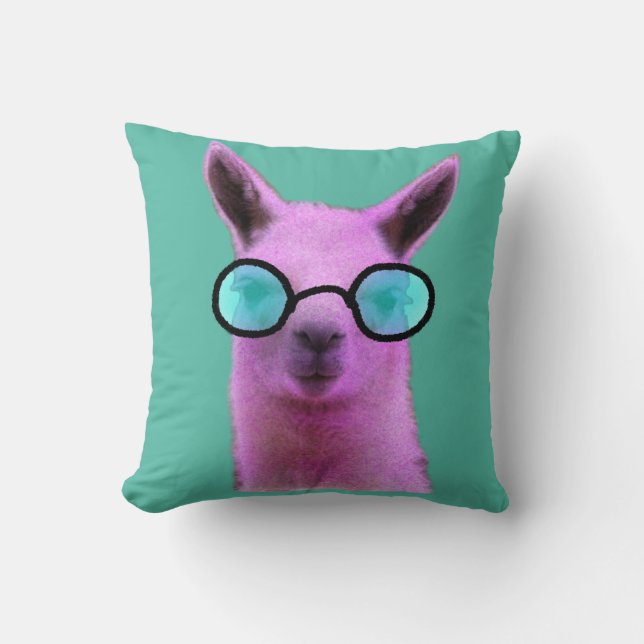 Cool Pink Llama! Cushion Throw Pillow (Front)