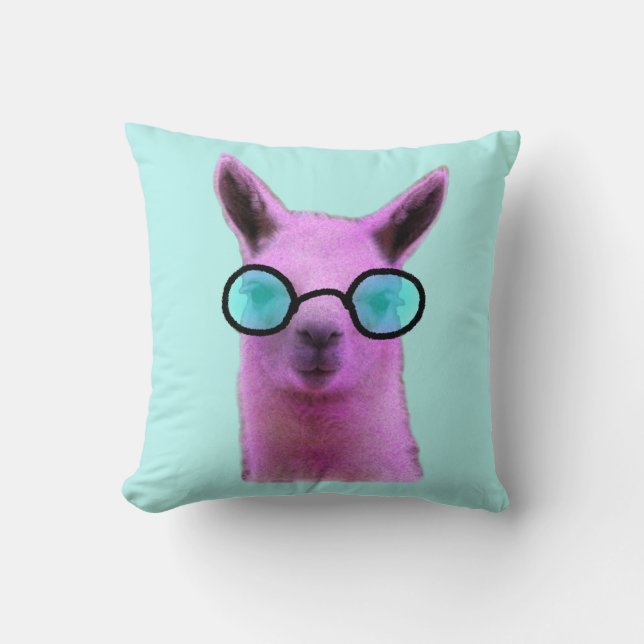 Cool Pink Llama! Cushion Throw Pillow (Front)