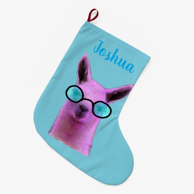 Cool Pink Llama! Custom Christmas Stocking (Front (Hanging))