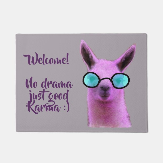 Cool Pink Llama! Door Mat (Front)