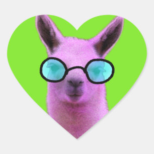 Cool Pink Llama! Heart Sticker