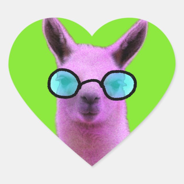 Cool Pink Llama! Heart Sticker (Front)