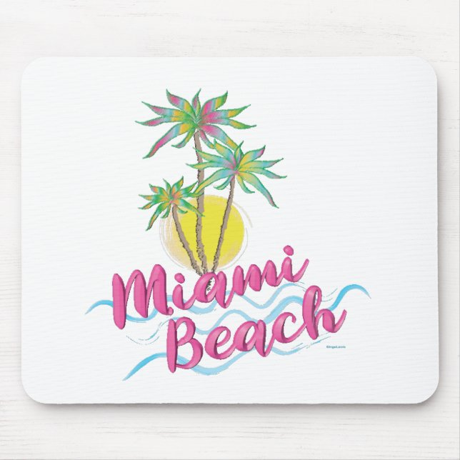 Cool Pink-Miami-Beach-Florida Graphic Mouse Pad (Front)