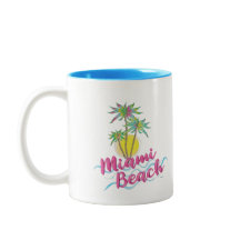 Cool Pink-Miami-Beach-Florida Graphic Two-Tone Cof