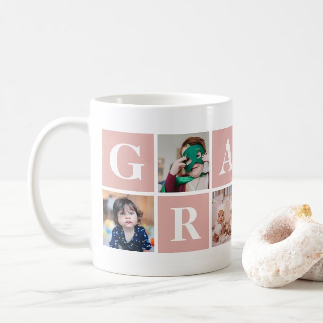 Cool Pink Photo Collage Granny Mugs (With Donut)