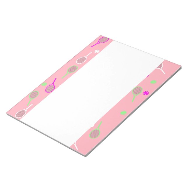 Cool Pink Retro Racquets Pattern Tennis Player  Notepad (Angled)