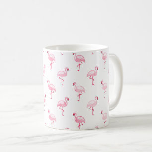 Cool Pink Tropical Flamingo Pattern on White Coffee Mug