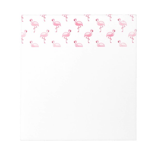 Cool Pink Tropical Flamingo Pattern on White Notepad (Front)