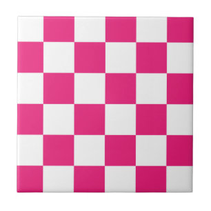 cool pink white check pattern tiled ceramic tile