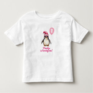 Cool Pink Winter Penguin Toddler T-Shirt