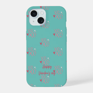 Cool Pink "XOXO"Hearts Happy Valentine's Day  iPhone 15 Case