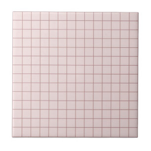 Cool Pinkish White Chequered Pattern Retro Ceramic Tile
