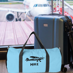 Cool Piper Cub Aeroplane,Simple Blue Aviation Duffle Bag