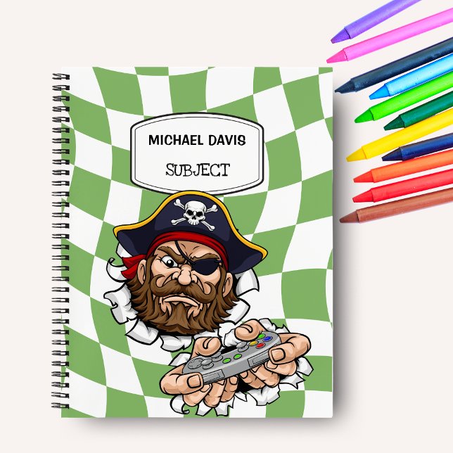 Cool Pirate Gamer Holding Video Games Controller Notebook (Creator Uploaded)