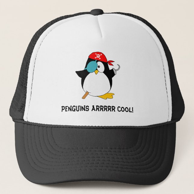 Cool Pirate Penguin Trucker Hat (Front)