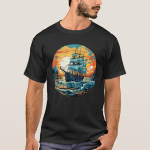 Cool Pirate Ship on Sea for Pirate Costume Lovers T-Shirt