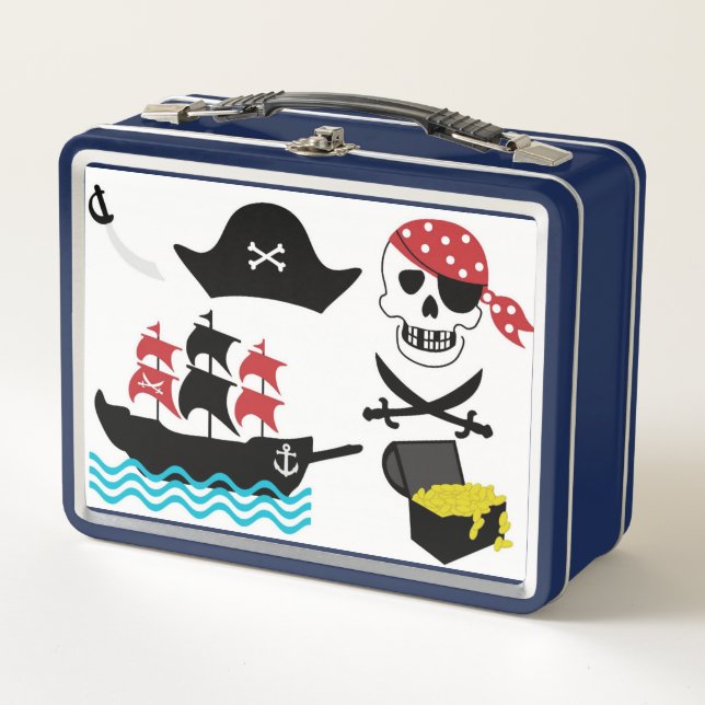 Cool Pirate Skull Metal Lunch Box (Front)