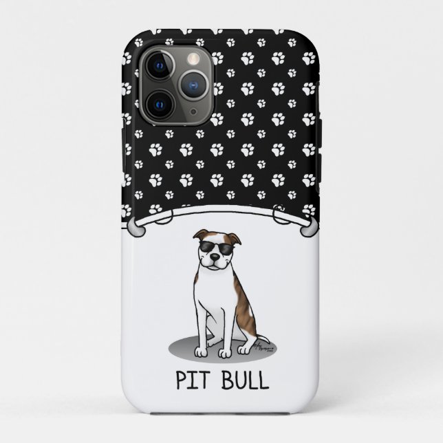 Cool Pit Bull and Sunglasses (lt brindle white 3) Case-Mate iPhone Case (Back)