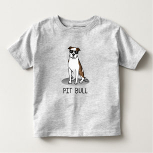 Cool Pit Bull and Sunglasses (lt brindle white 3) Toddler T-Shirt