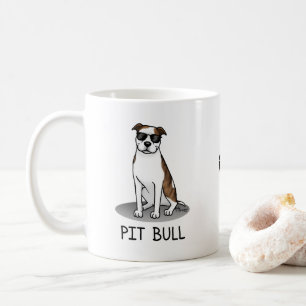 Cool Pit Bull with Sunglasses (lt brindle white 3) Coffee Mug
