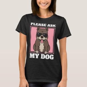 Cool Pitbull Dog With Sunglasses Funny Pet T-Shirt
