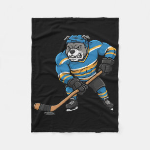 Cool Pitbull Hockey Player Dog Sport Design Fleece Blanket