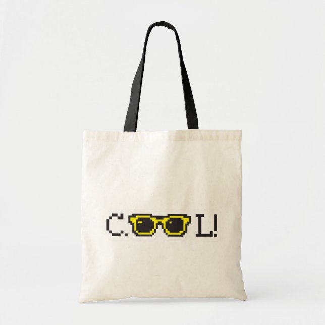 Cool Pixel Sunglasses Typography – Retro Y2K Tote Bag (Front)