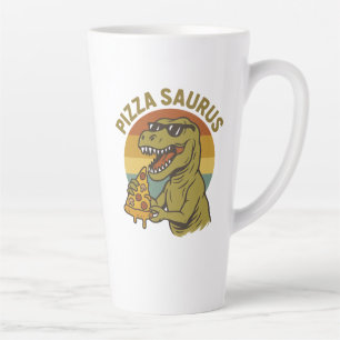 Cool Pizza Dino in Retro Style Latte Mug