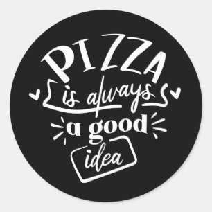 cool pizza lovers word art  classic round sticker