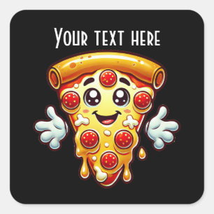 Cool pizza party lovers add text  square sticker