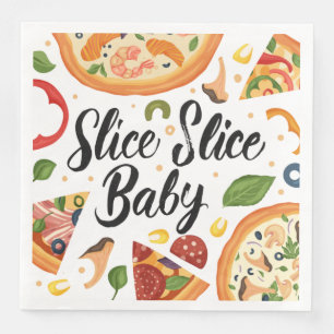 cool pizza party word art napkin