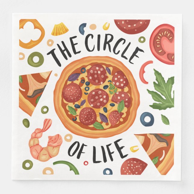 cool pizza party word art Paper Dinner Napkins (Front)