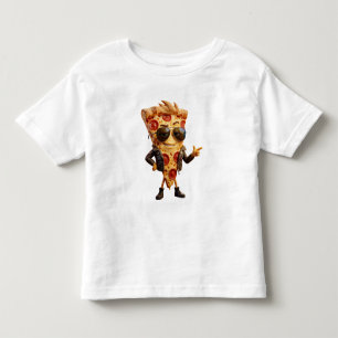 Cool Pizza Slice Mascot in Leather Jacket Art Toddler T-Shirt