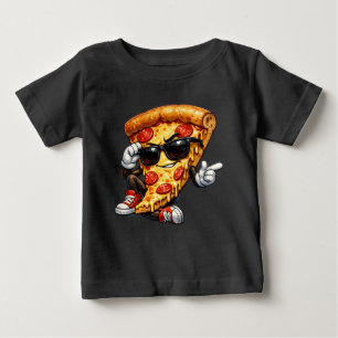 Cool Pizza Slice Mascot with Sunglasses Art Baby T-Shirt
