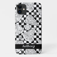 Cool Pizza Slices and Herbs Illustration Chequered