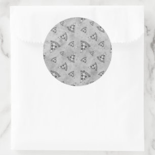 Cool pizza slices vintage black white grey pattern classic round sticker