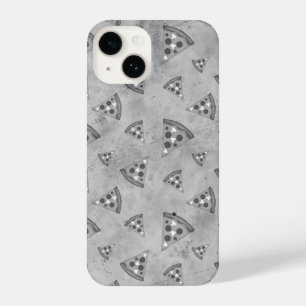 Cool pizza slices vintage black white grey pattern iPhone 14 case