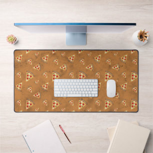 Cool pizza slices vintage brown pattern desk mat