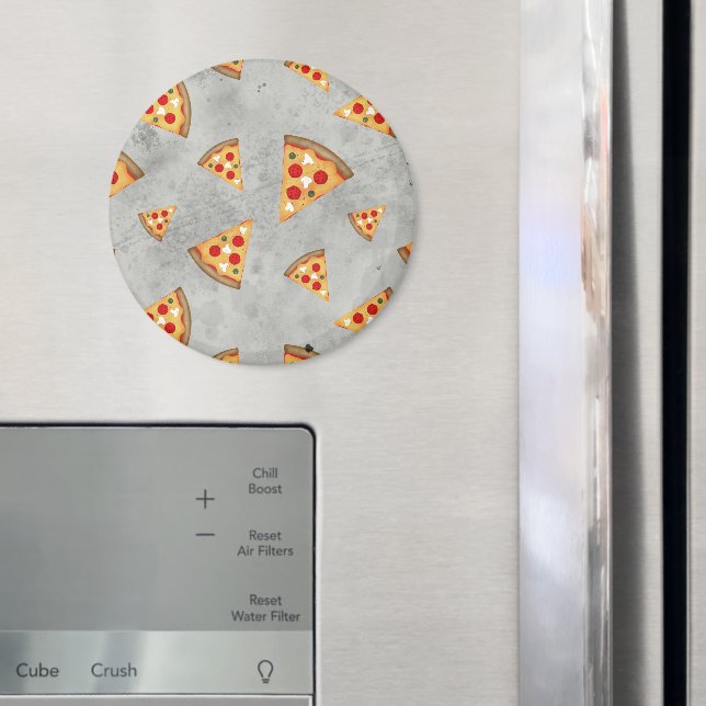 Cool pizza slices vintage gray pattern magnet (In Situ (Fridge))