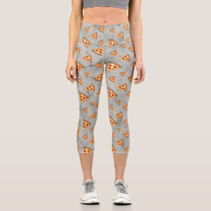 Cool pizza slices vintage grey pattern capri leggings